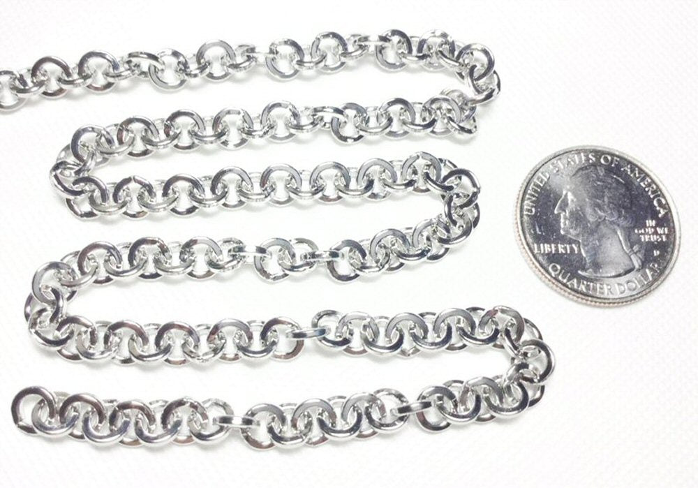 #2939 / Soldered Rolo Belcher Chain / 6x1mm / Sold by the Foot / Your Choice of LIght Goldtone or Platinum Color