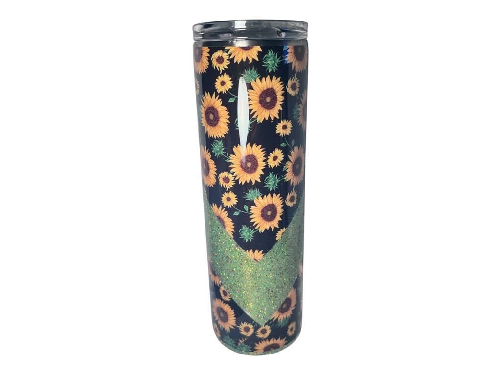 #233 - 30oz Tumbler - Floral Vinyl & Glitter