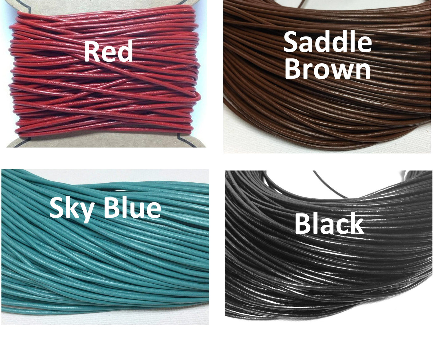 #2494 / 1.5mm Genuine Cowhide Round Leather Cord/ Sold Per Foot / Your Choice of Color