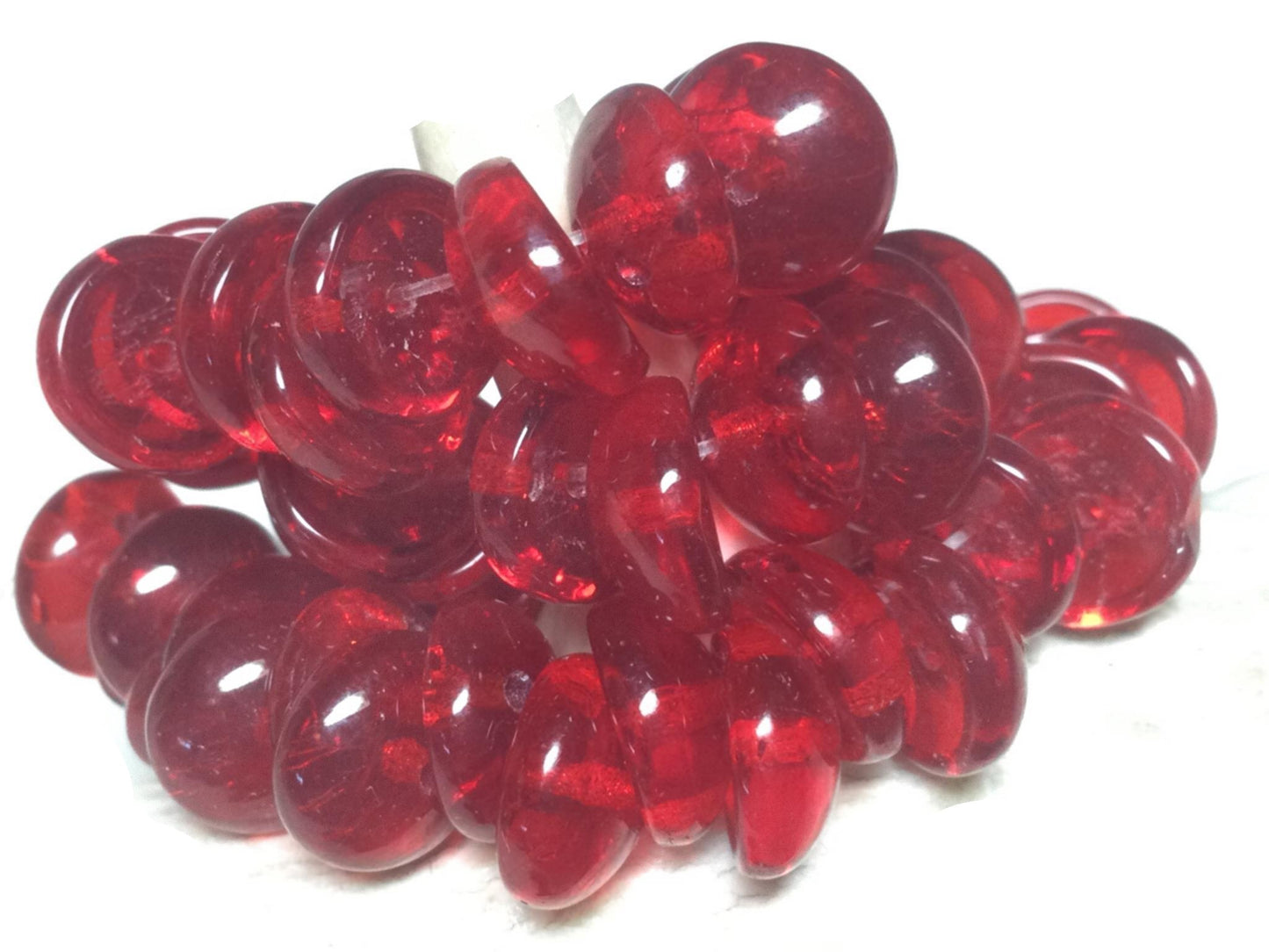 #2738 / Czech 4x8mm Translucent Red Piggy Beads / Duo-Holes 1mm / Strand of 25