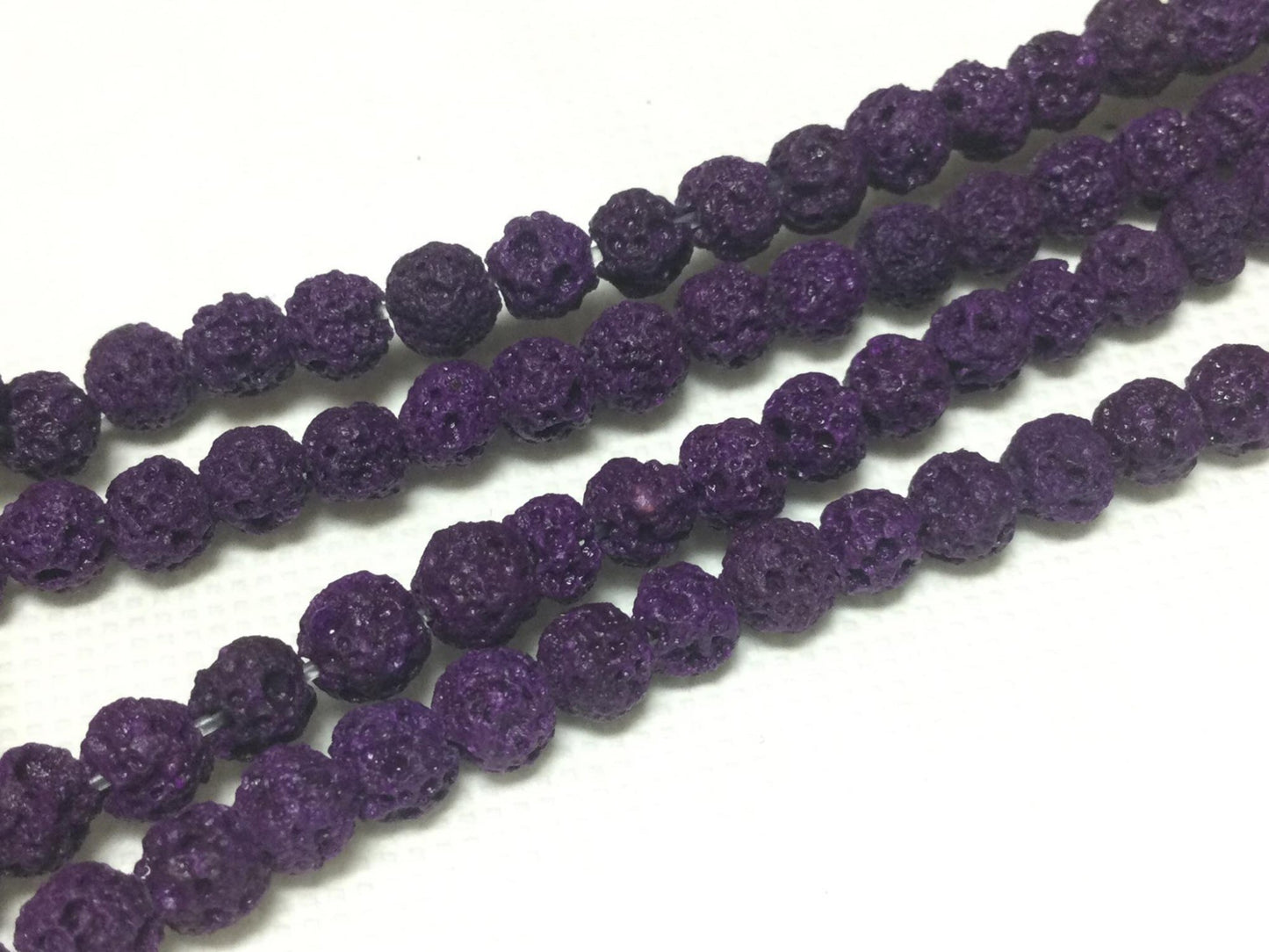 #2754 / Natural Lava 4-4.5mm Purple (Dyed) Round Beads / .8mm Hole / 8" Strand