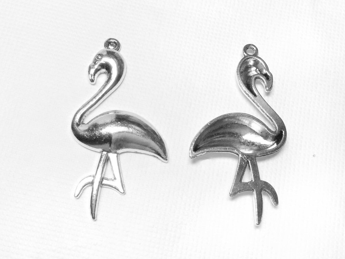 #2795 / Antique Silver Lightweight Flamingo Charm, Pendant or Earring / 46.5x24.5x4.5mm / Cadmium, Lead Free / 2mm Attached Loop / Sold Individually