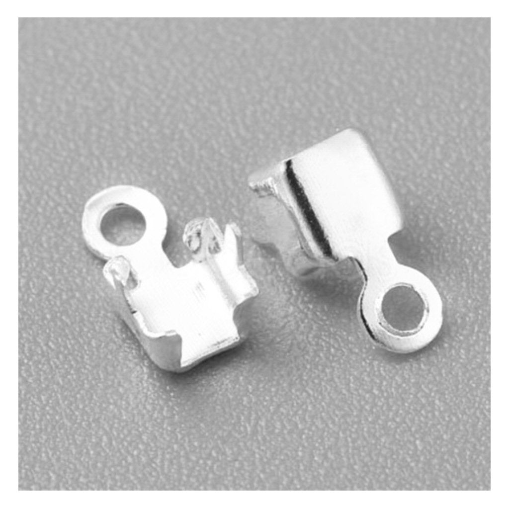 #2841 / Rhinestone Cup Silver Chain Ends-Connectors / 6x3mm / Hole 1.5mm / 2.8mm Inner Diameter / Lot of 10
