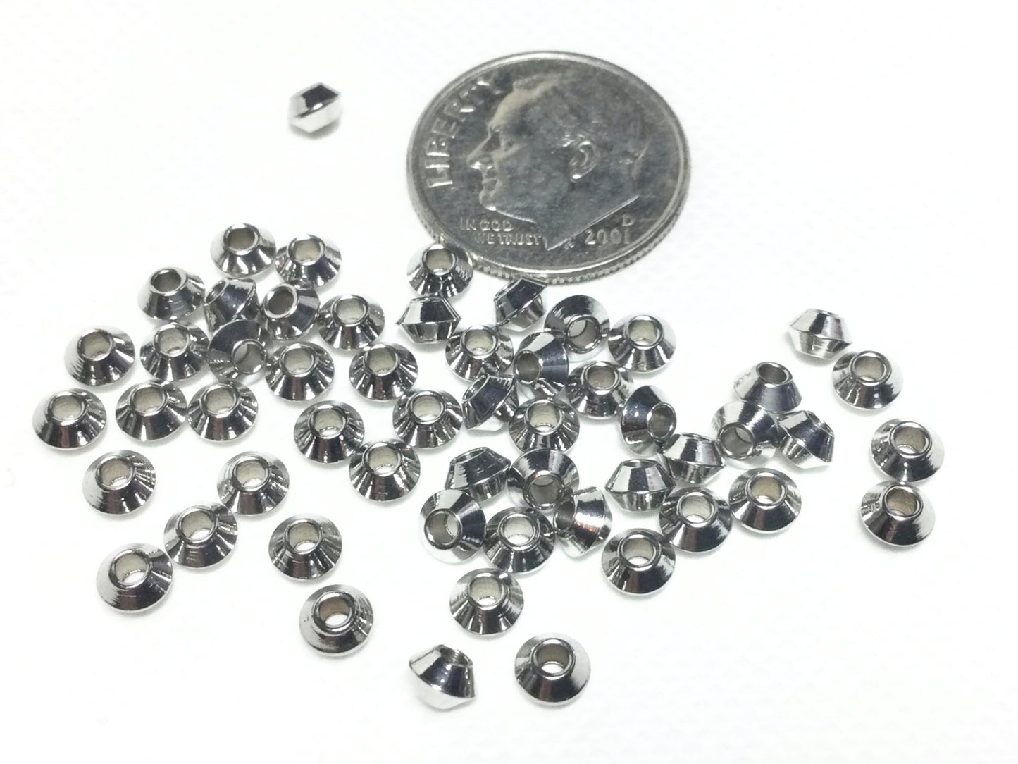 #2857 / 304 Stainless Steel Bicone Beads / 4x2mm / Lot of 20