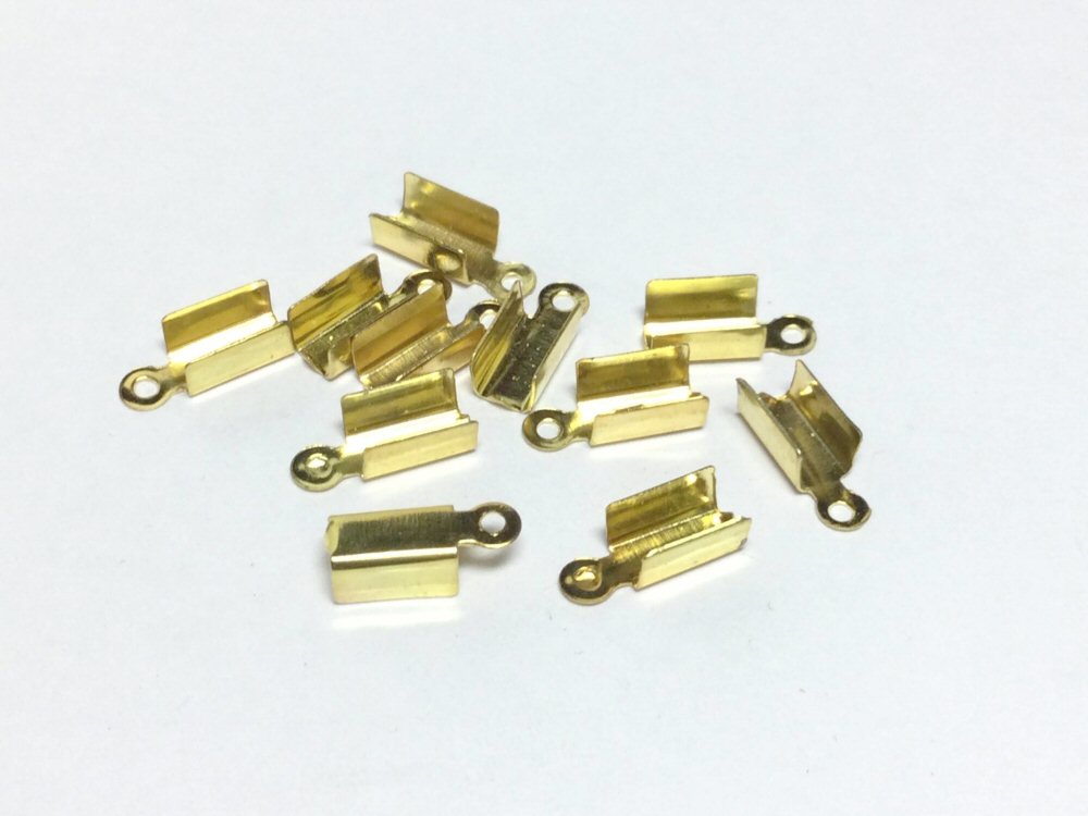 #2882 / Stainless Steel or Golden Stainless Steel Fold-Over Cord Ends / 12x4x3.5mm / 1mm Hole / Lot of 10
