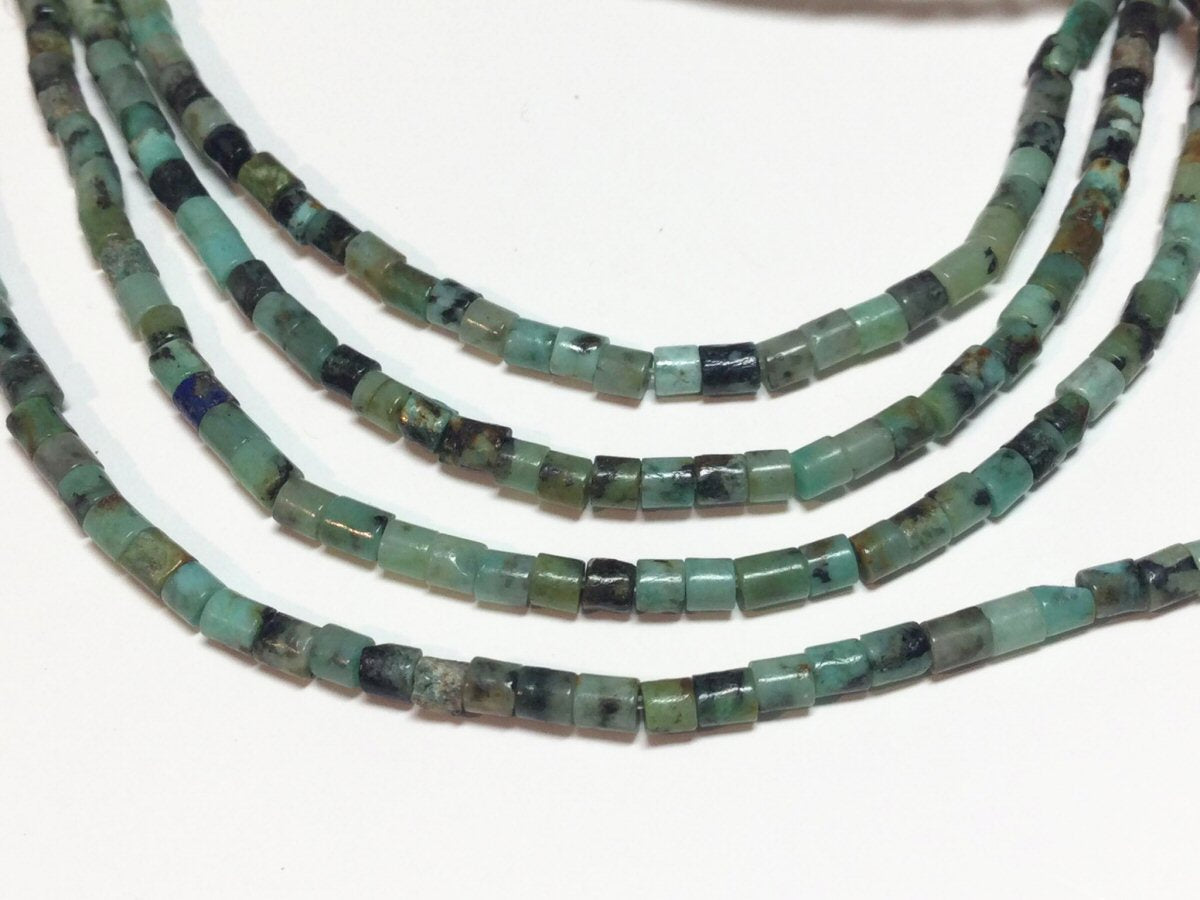 #2887 / Natural African Turquoise Column Beads / 2x2mm / 0.8mm Hole / 7 3/4” Strand