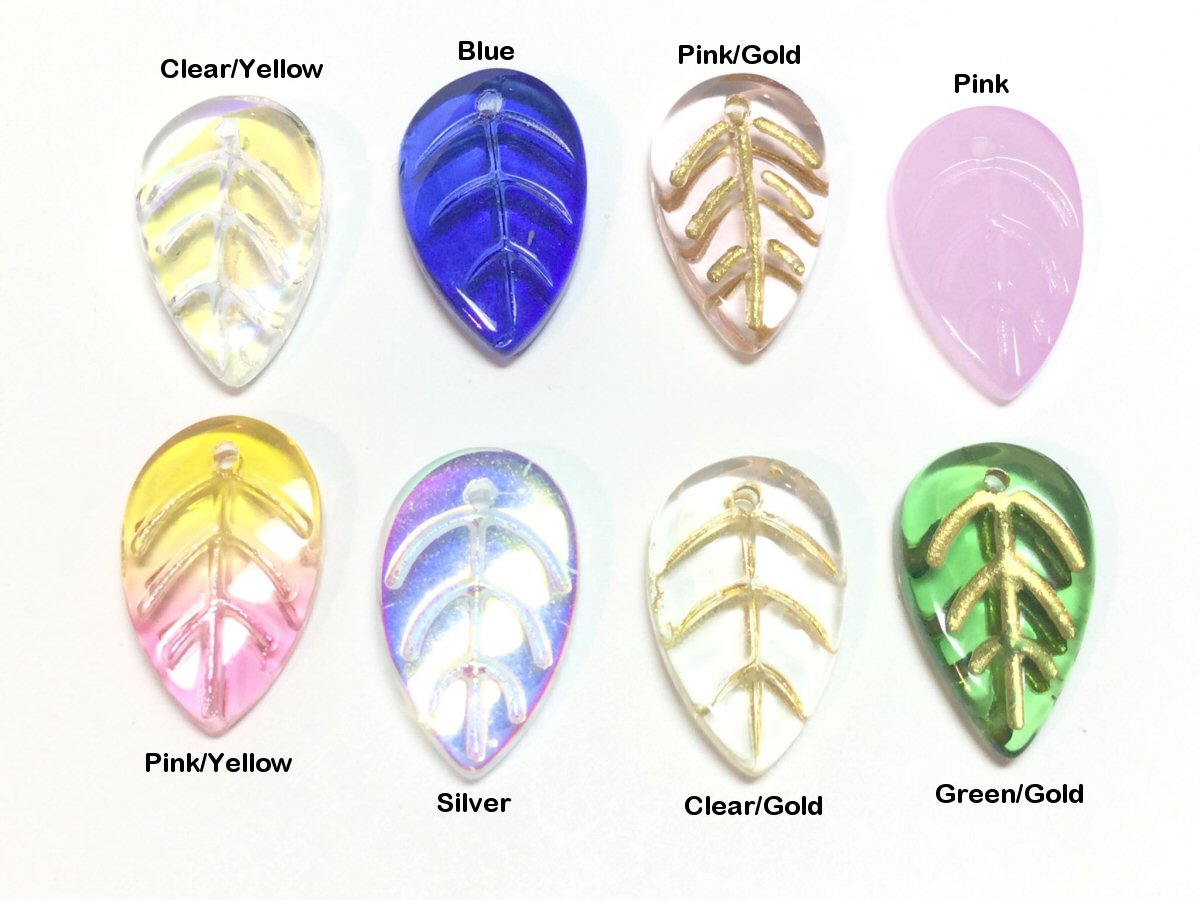 #2888 / Glass Leaf Charms, Pendants or Earrings / 18x11x3mm / 1.2mm Hole / Sold Individually