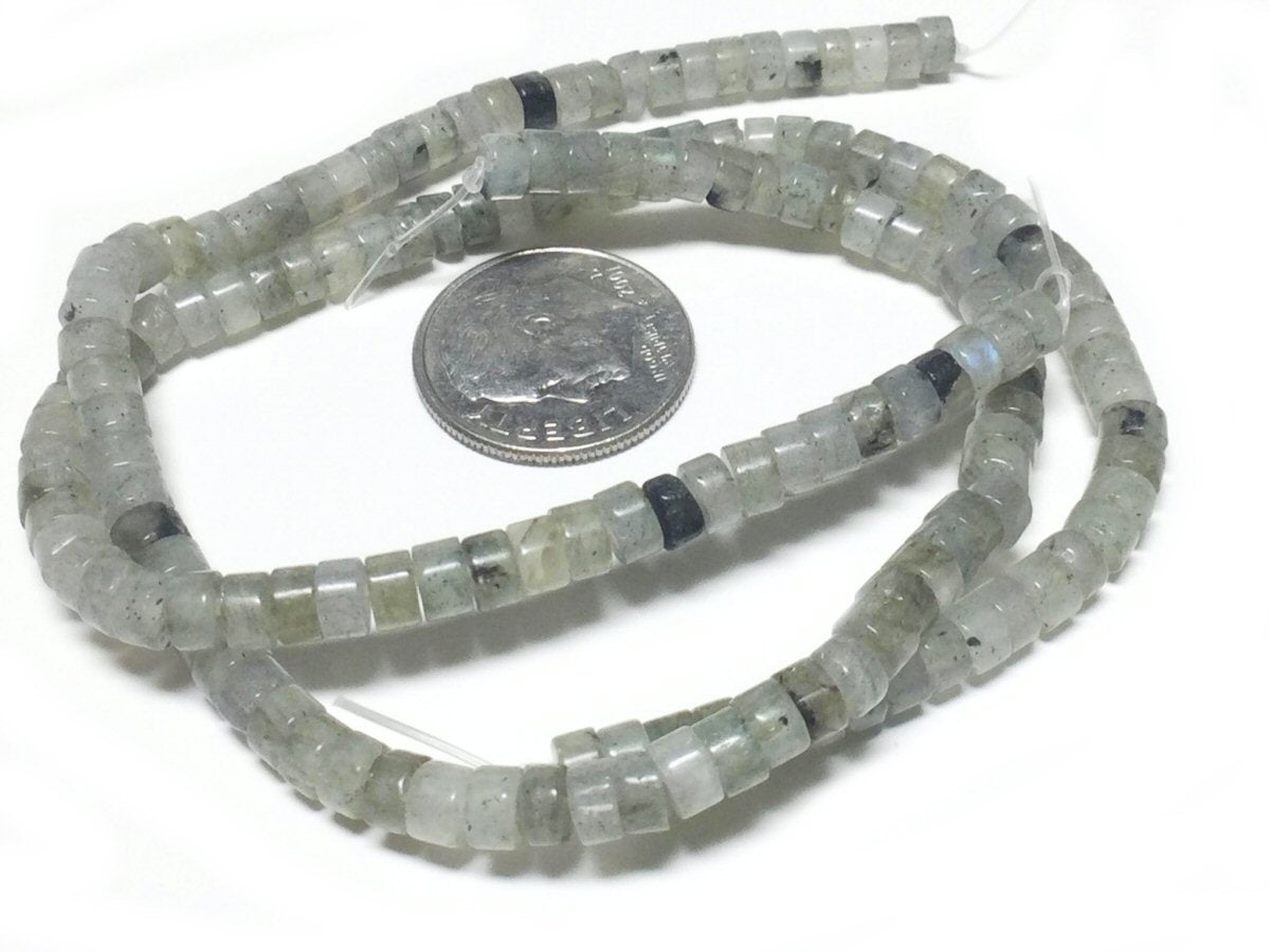 #2890 / Natural Labradorite Heishi Beads / 4x2mm / 0.6mm Hole / 7 3/4” Strand