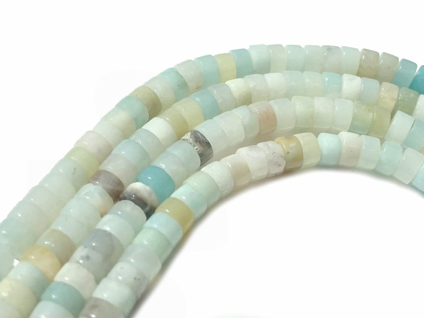 #2898 / Natural Amazonite Heishi Beads / 4.3x2.5mm / 0.7mm Hole / 7 3/4” Strand