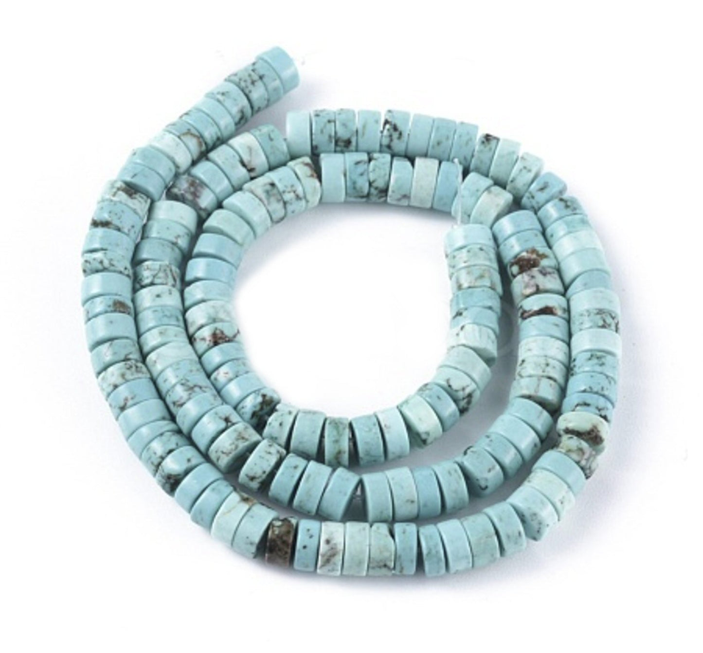 #2899 / Natural Howlite Turquoise (Dyed) Heishi Beads / 6x3mm / 0.8mm Hole / 7 1/2” Strand