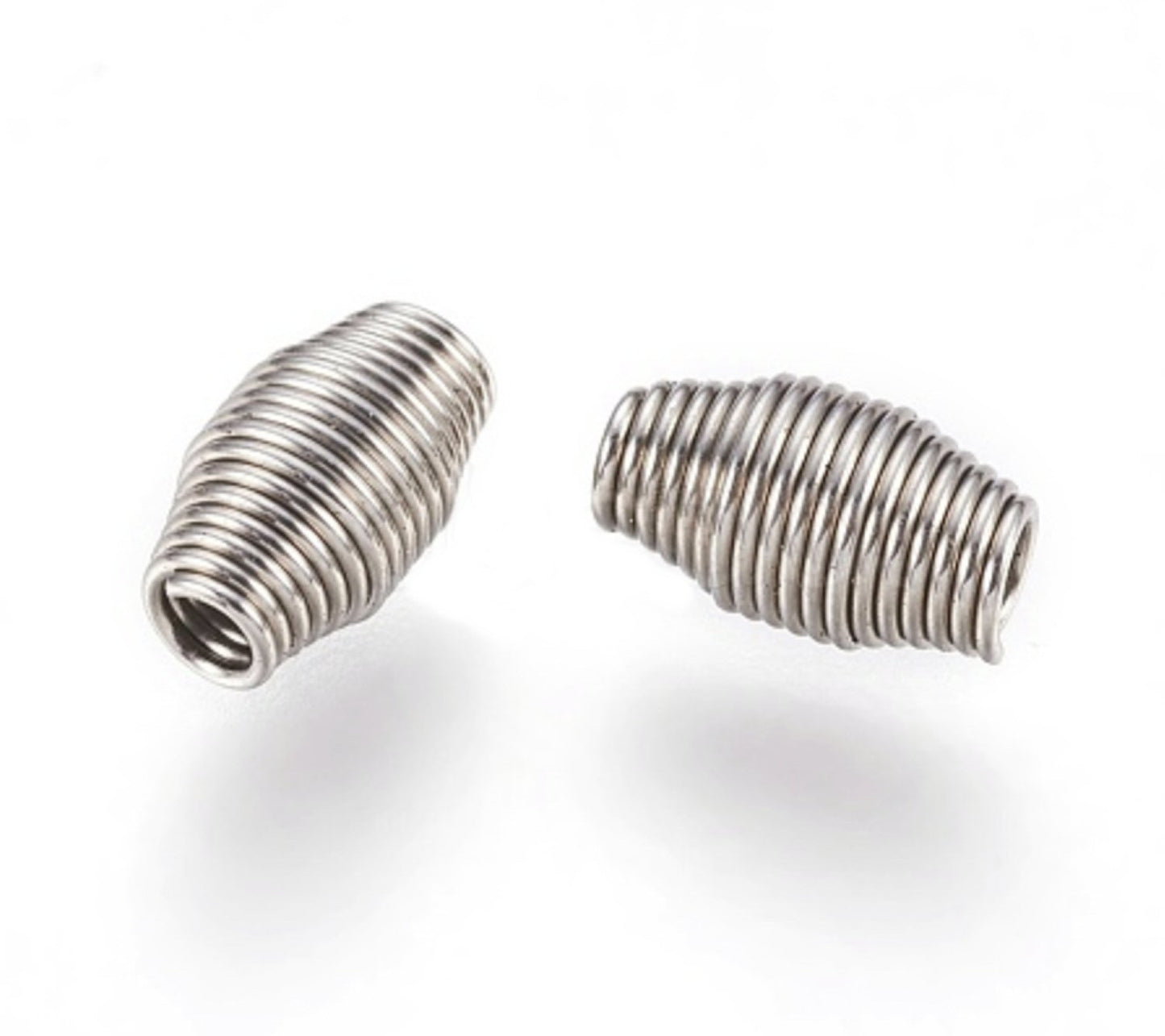 #2903 / Stainless Steel Barrel Spring Beads / 7.5x4mm / 1.6mm Hole / Lot of 10