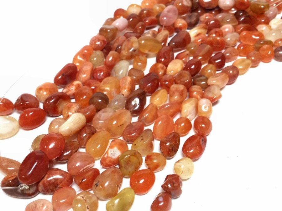 #2937 / Natural Carnelian Nuggets / 10.5~16 x 8.5~12mm / 1mm Hole / 8" Strand