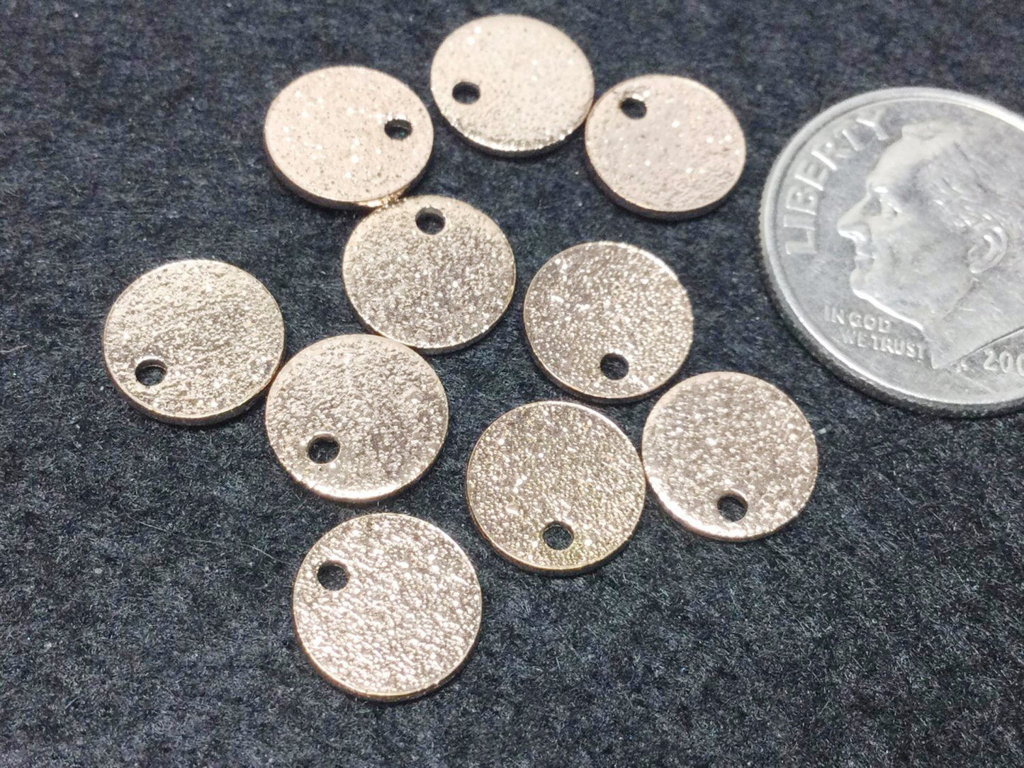 #2956 / 304 Rose Gold Vacuum-Plated Textured Stainless Steel Charm, Pendant or Earring / 8x1mm / 1.2mm Drilled Hole / Lot of 2