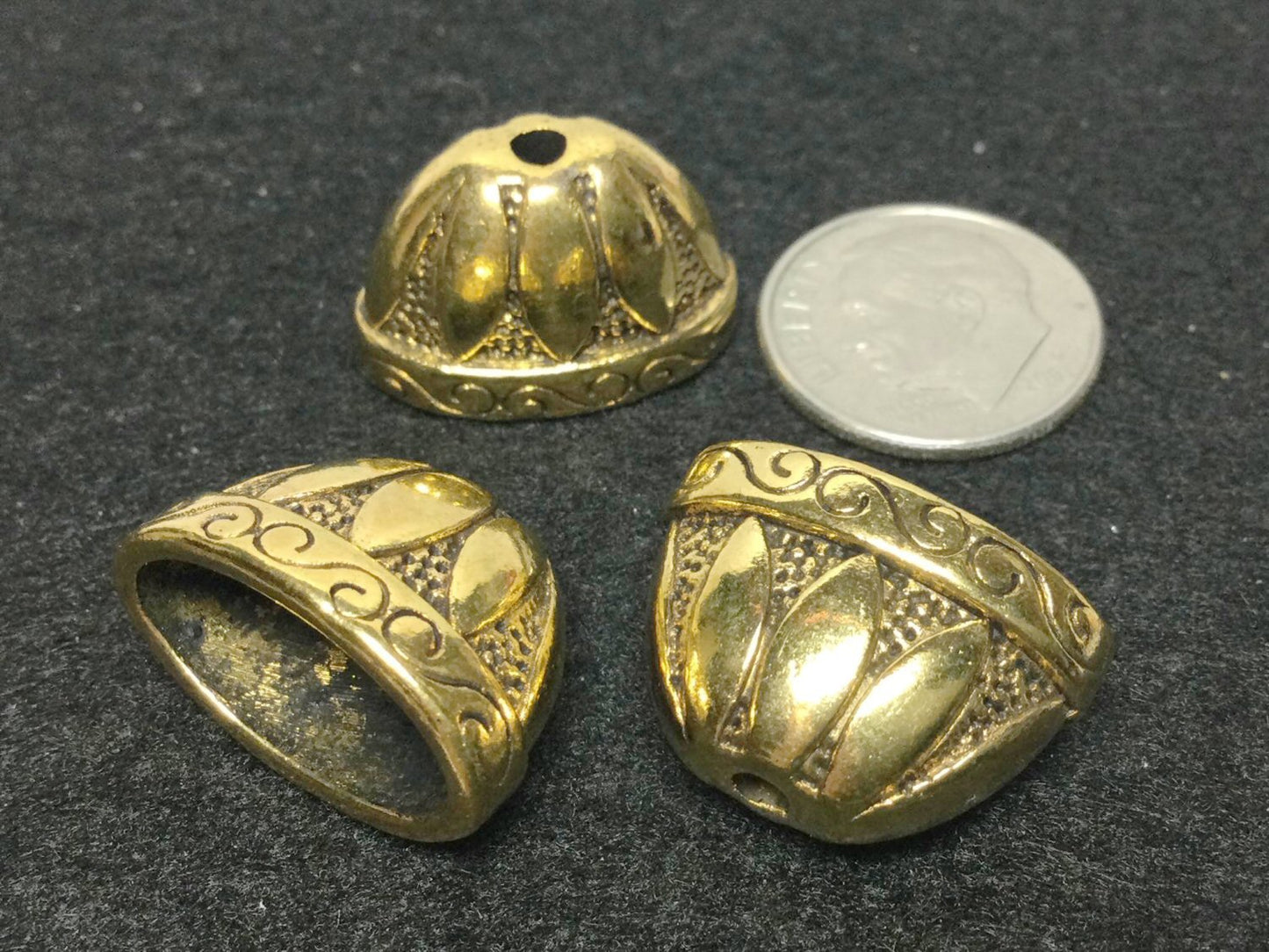 #2961 / Antique Golden Finish Alloy Bead Cone, Perfect for Tassels / 13x20x12mm / 2mm Hole / Sold Individually