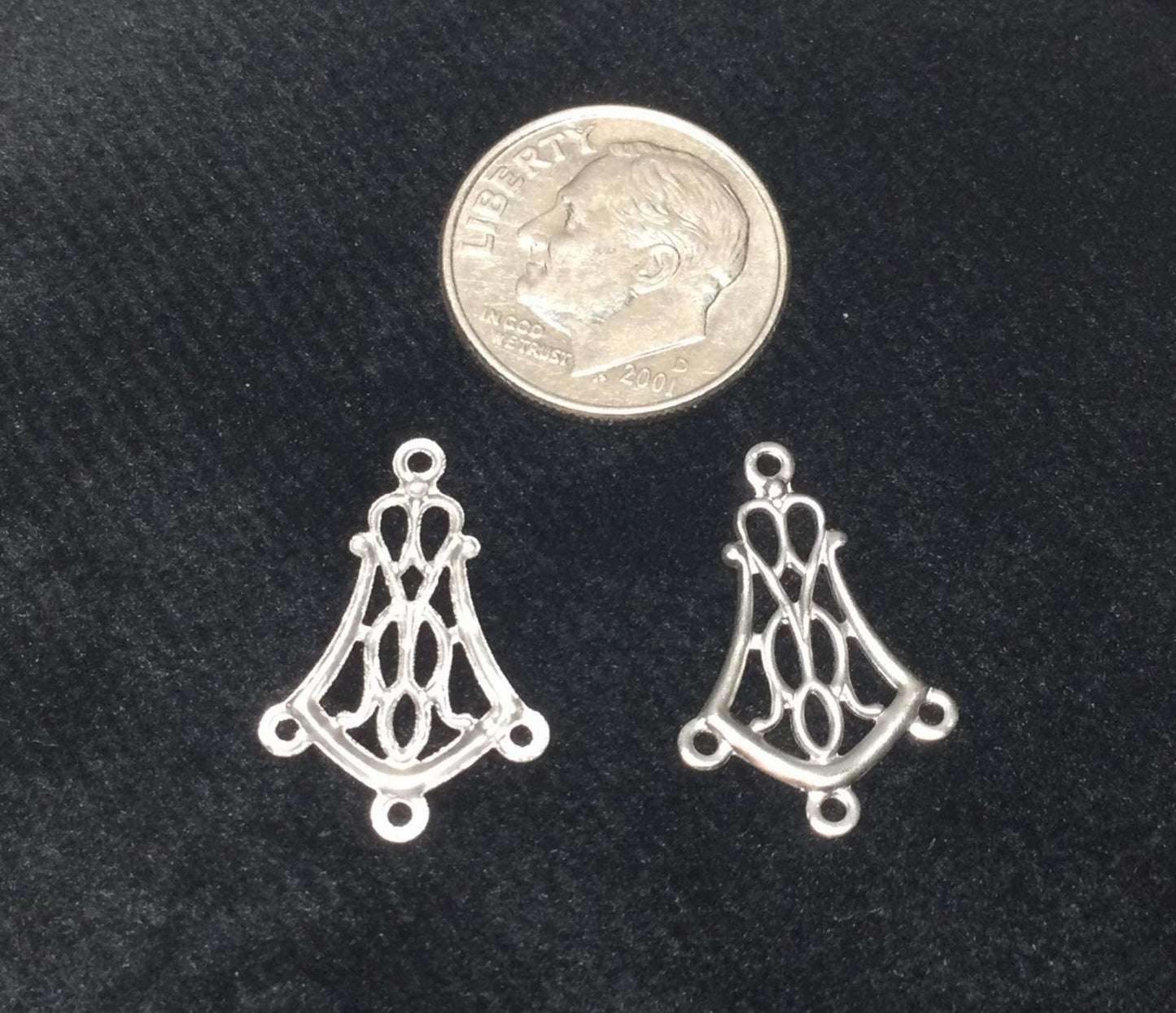 #2983 / 304 Stainless Steel Chandelier Component / 20x13.5x0.7mm / 1mm Loops (3 Bottom, 1 Top) / Lot of 5