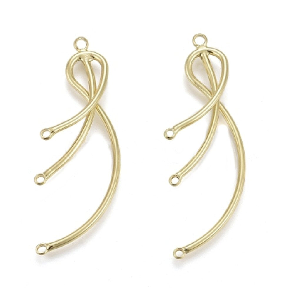 #2987 / Real 18K Gold Plate Chandelier Branch Pendant or Earring Component / 37x4.5x4.5mm / 1.3mm Loop / Sold as Pair