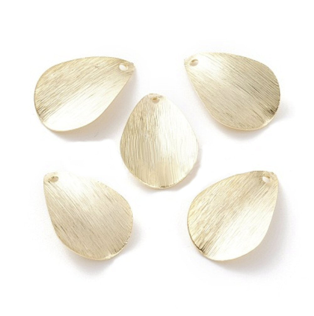 #2992 / Real 24K Gold Plated Teardrop Charm or Earring / 20x13x2mm / Top Hole: 1.4mm / Sold Individually
