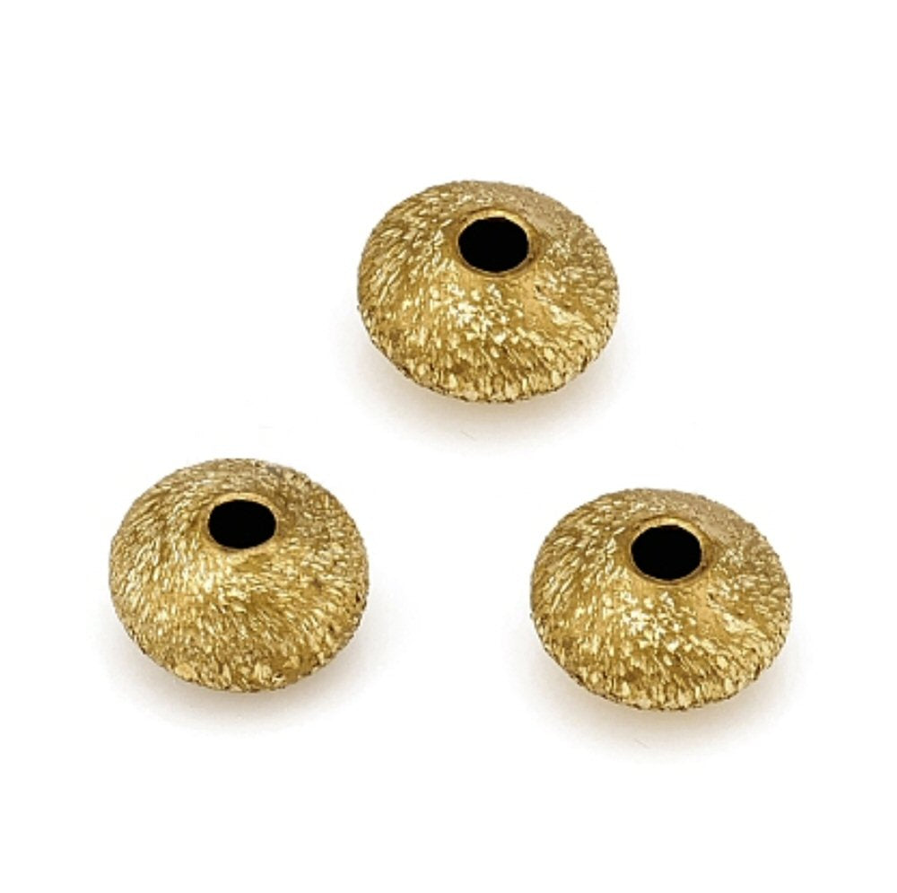 #2994 / Golden Textured Saucer Beads / 6x3.5mm / Hole: 1.5mm / Lot of 10