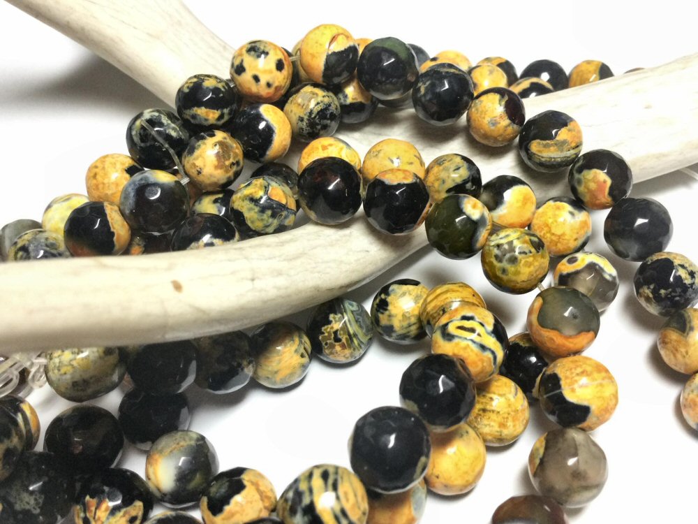#3004 / Grade A Natural 10mm Goldenrod Fire Agate Beads / 1mm Hole / 7 1/2" Strand