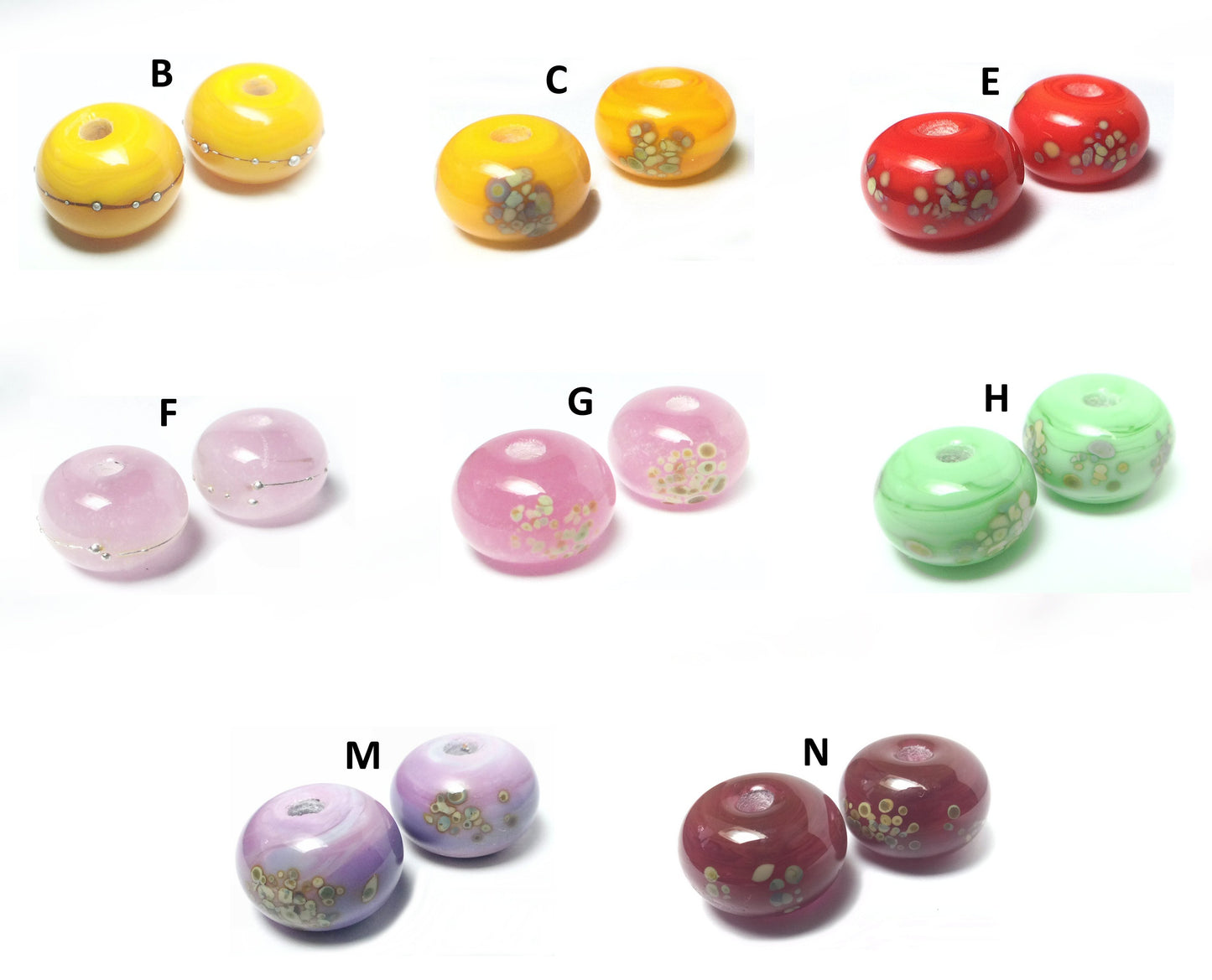 #3066 / Designer "B Marie Beads" Handmade Candy Carnival Lampwork Beads / 13x10mm / 2mm Hole / Your Choice of Color