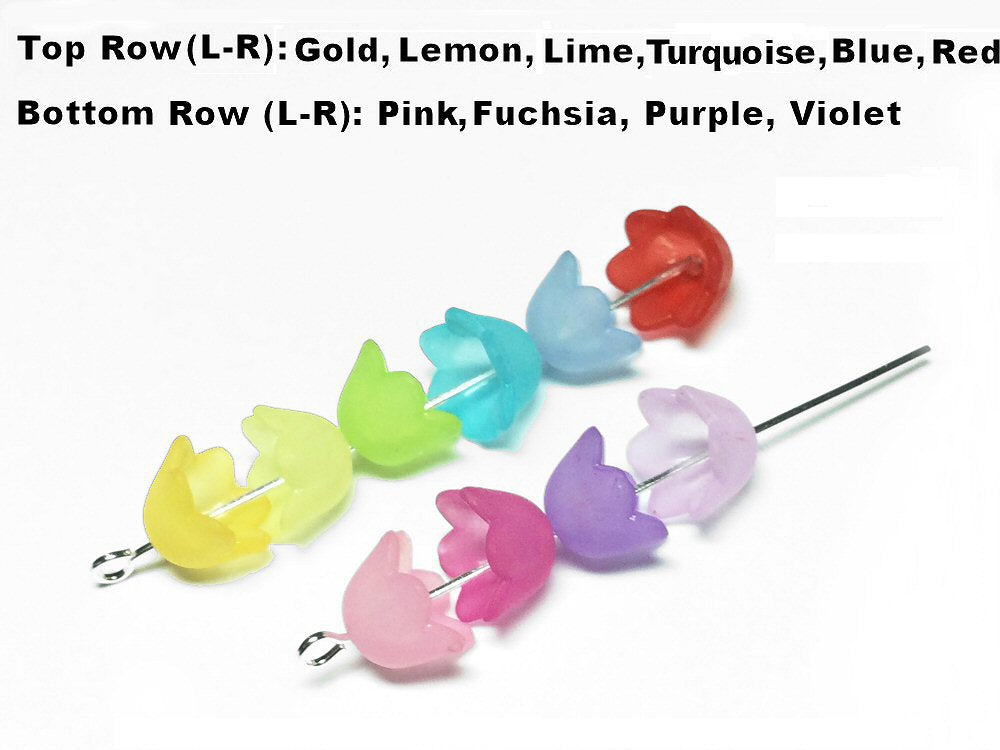 #3082 / Translucent Frosted Acrylic Delicate Lily of the Valley Beads, Caps, or Earrings / 10x9x6.5mm / 1.5mm Hole / Lot of 10 / Your Choice of Color