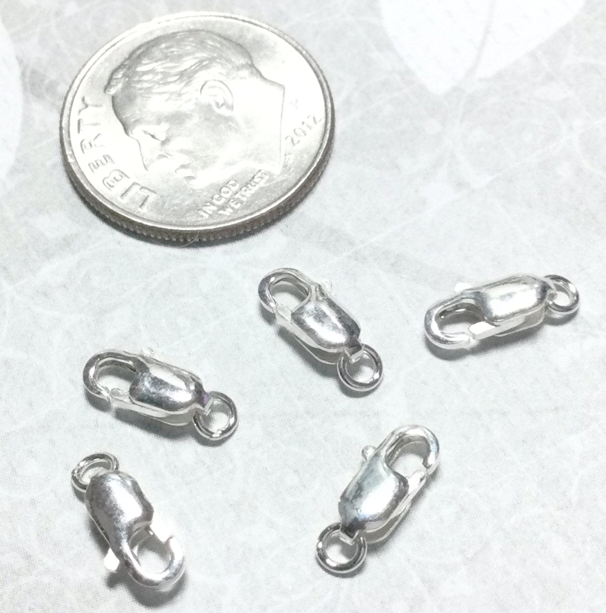 #3095 / Delicate 925 Sterling Silver Lobster Claw Clasp / 10x4mm / 1.5mm Attached Hole / Sold Individually