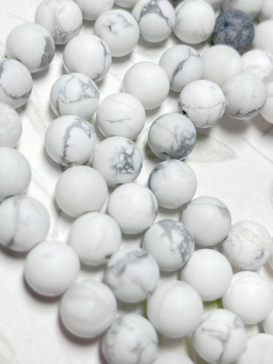 #3106 / Natural 8mm Howlite Frosted Beads / 1mm Hole / Strand of 24