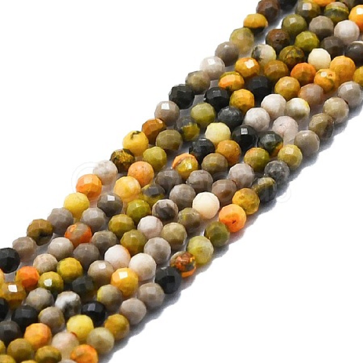 #3109 / Natural 4mm Faceted Bumblebee Beads / 0.8mm Hole / Strand of 47