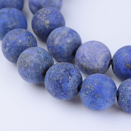 #3122 / Natural 6-6.5mm Frosted Lapis Lazuli (Dyed) Round Beads / 1mm Hole / 14 3/4" Strand