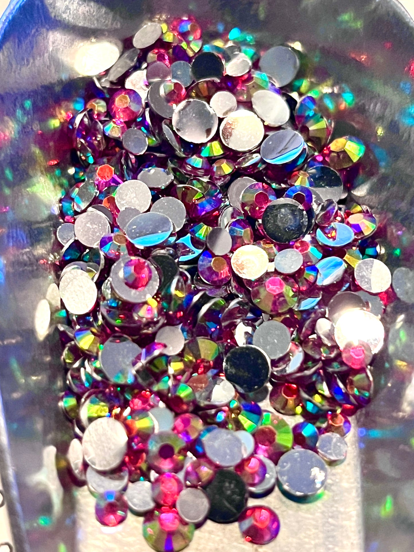 Resin AB Rhinestones / Dark Rose AB / Flat Back / Mixed 3mm, 4mm, 5mm
