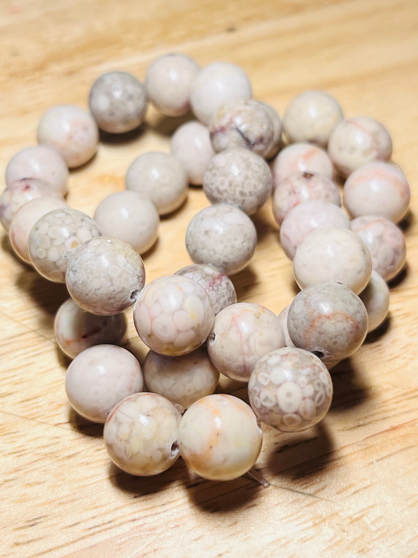#2480-10 / Natural Maifanite (Maifan Stone) 10mm Round Beads / 1mm Hole / Strand of 37 Beads