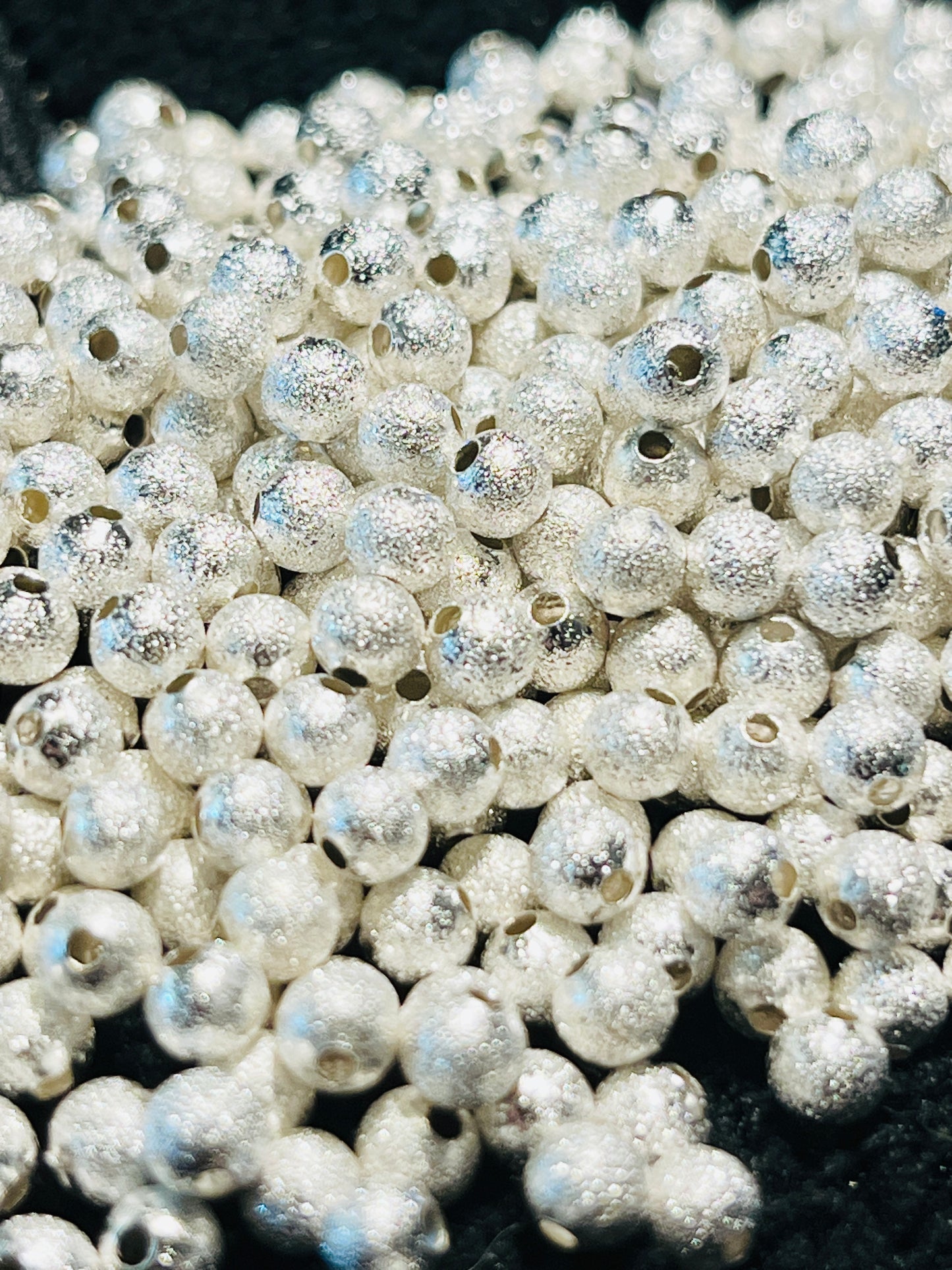 #2525-4S / Textured Silvertone Plated Brass Beads / 4mm / 1mm Hole / Lot of 25