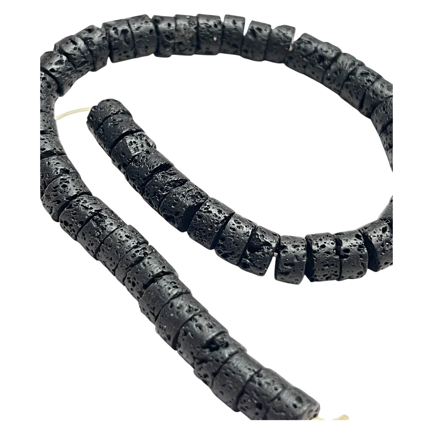 #2808 / Natural Black Lava 6x3mm Heishi Beads / 1mm Hole / 7 1/2” Strand (approx 53 beads)