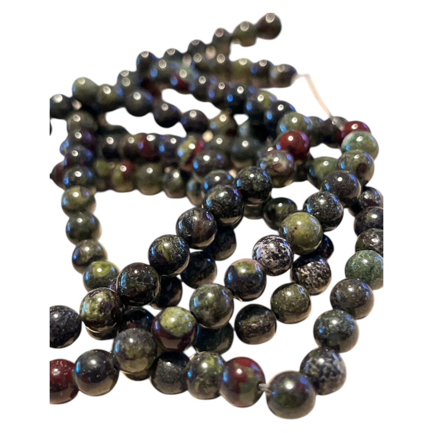 #2828 / Natural Bloodstone Round Beads / 6mm / 1mm Hole / 7 1/2” Strand