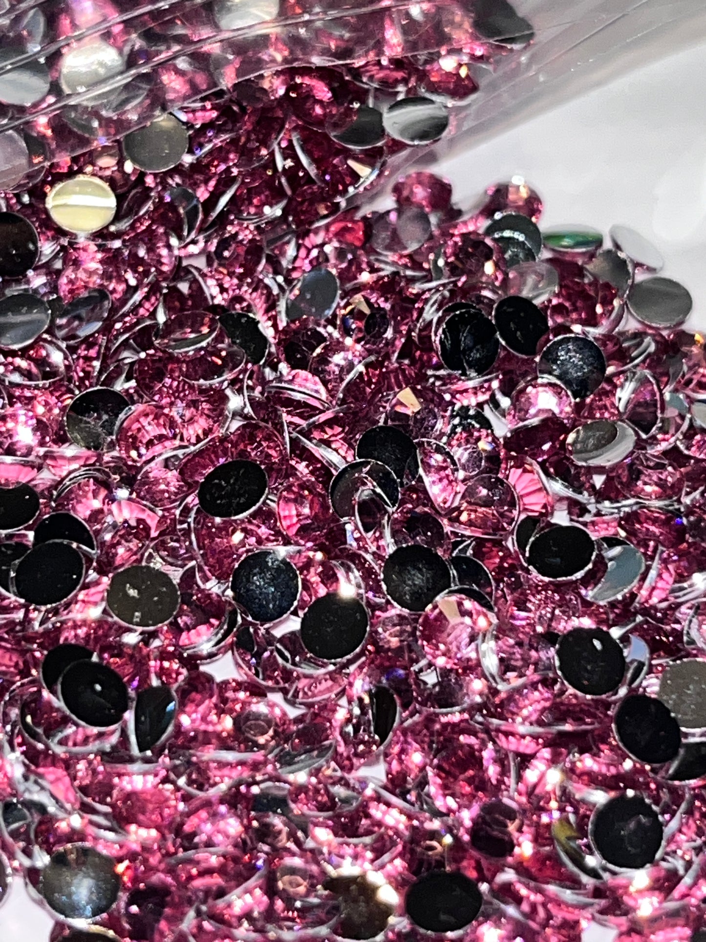 Dark Pink Resin Jelly Rhinestones / 4mm Silver Back / 42.9g