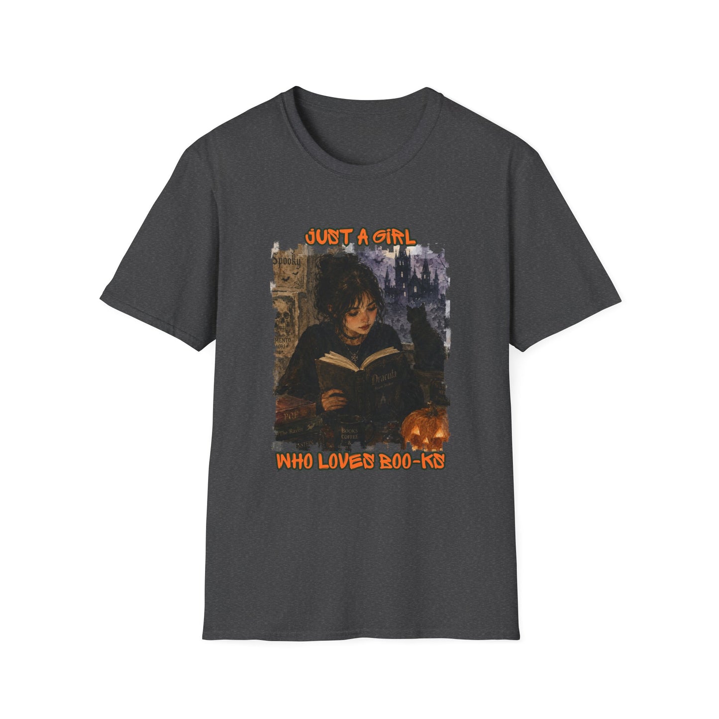 "Just a Girl Who Loves Boo-ks" T-Shirt — Moody Gothic Reader Tee