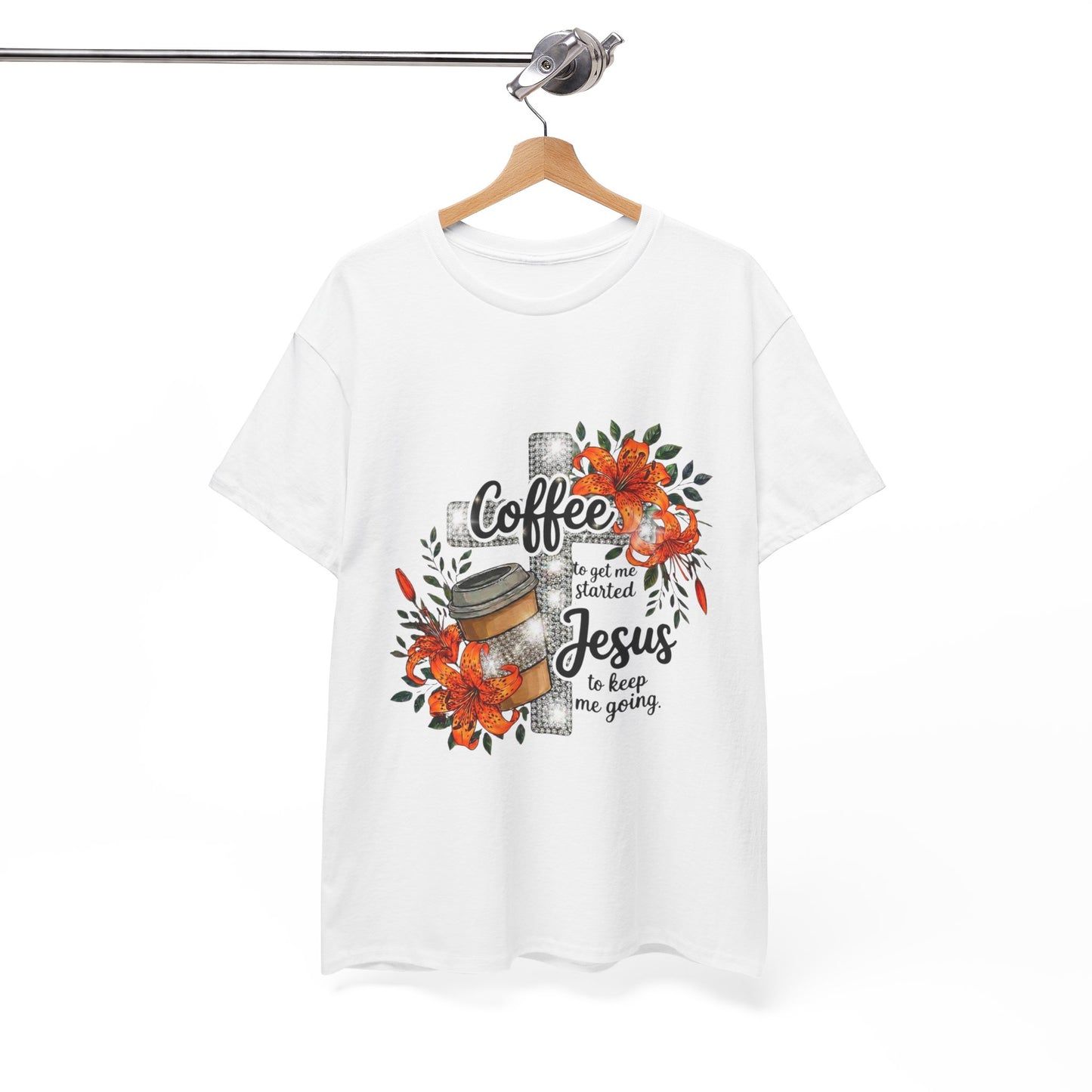 Coffee & Jesus T-Shirt "Give Me Coffee - Give Me Jesus" Floral Tiger Lily Christian Tee