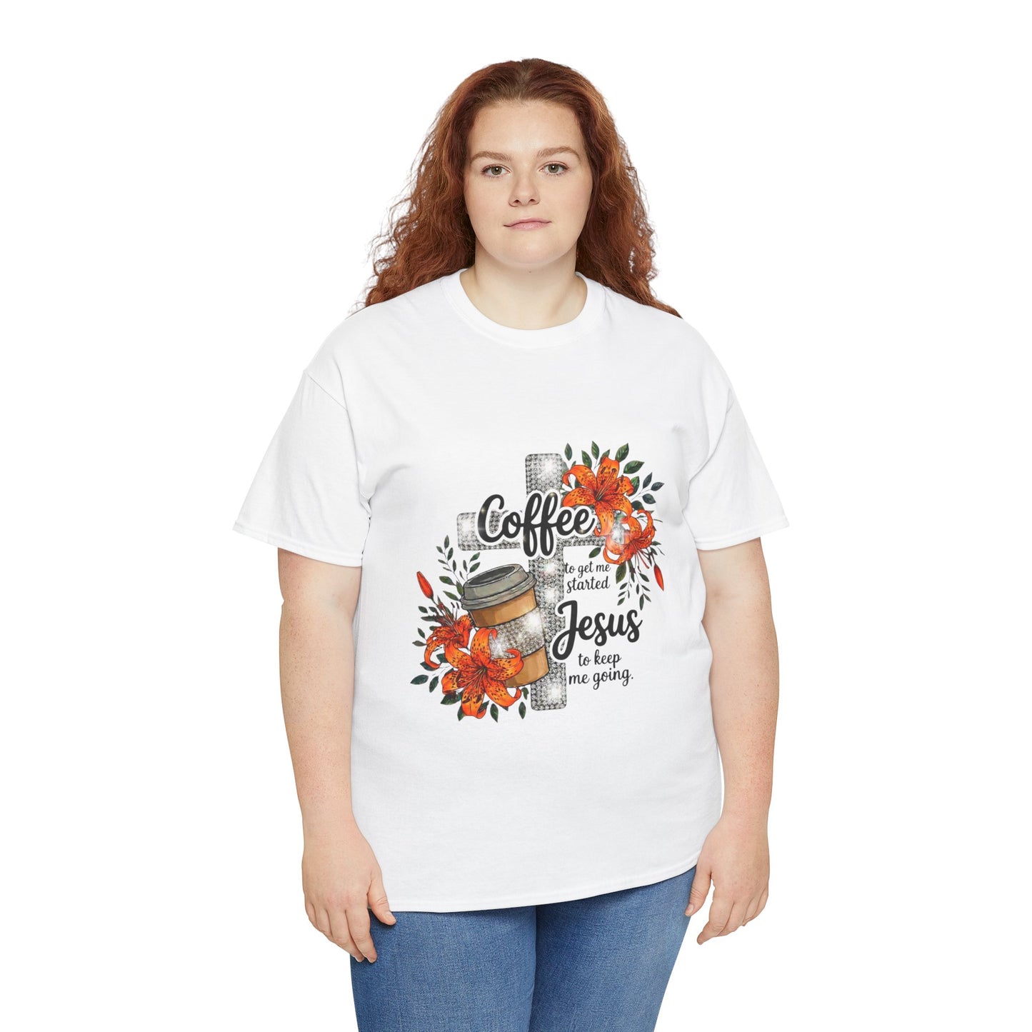 Coffee & Jesus T-Shirt "Give Me Coffee - Give Me Jesus" Floral Tiger Lily Christian Tee