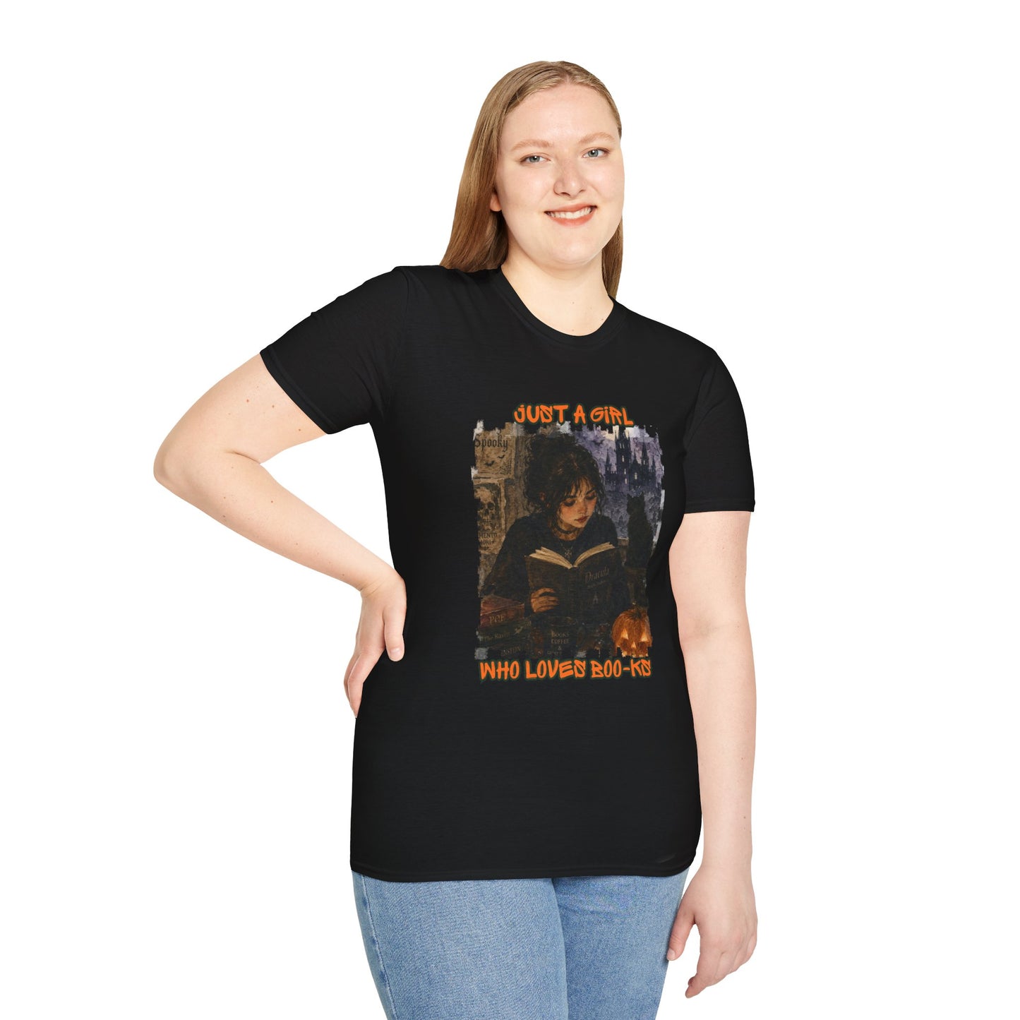 "Just a Girl Who Loves Boo-ks" T-Shirt — Moody Gothic Reader Tee