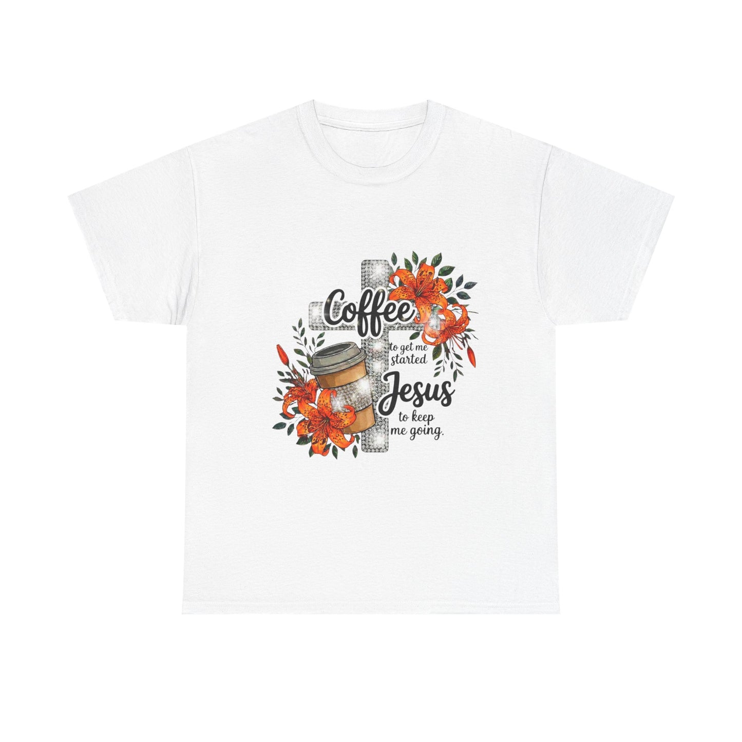 Coffee & Jesus T-Shirt "Give Me Coffee - Give Me Jesus" Floral Tiger Lily Christian Tee