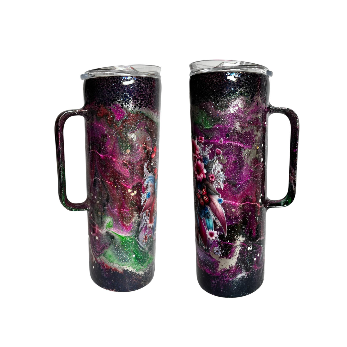 #173 - 20oz Skinny Tumbler - Ink Swirl - Decal: Dream Catcher