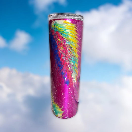 #199 - 30oz Skinny Tumbler - Ink Swirl with Feathers