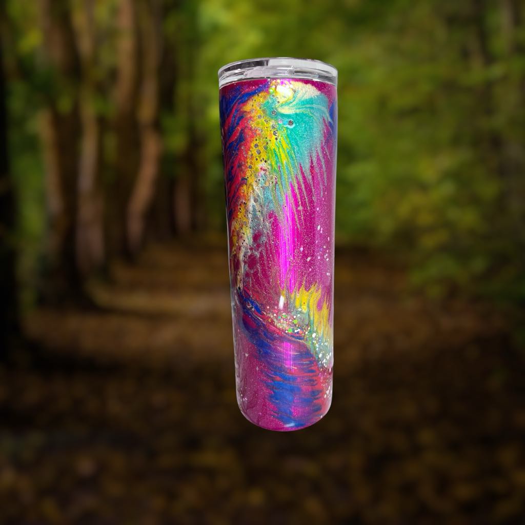 #199 - 30oz Skinny Tumbler - Ink Swirl with Feathers