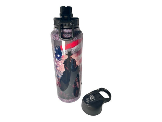 #223 - 40oz Duo Hydro Bottle - Patriotic Vinyl Wrap