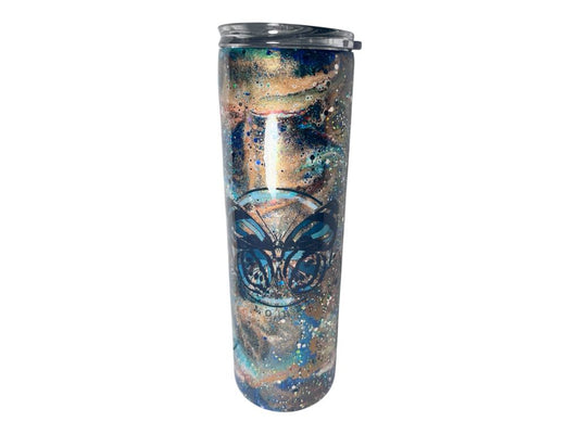 #226 - 30oz Skinny Tumbler - Ink Swirl with Butterfly Decals