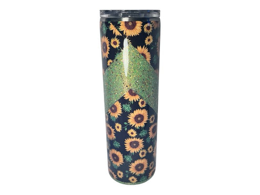 #233 - 30oz Tumbler - Floral Vinyl & Glitter