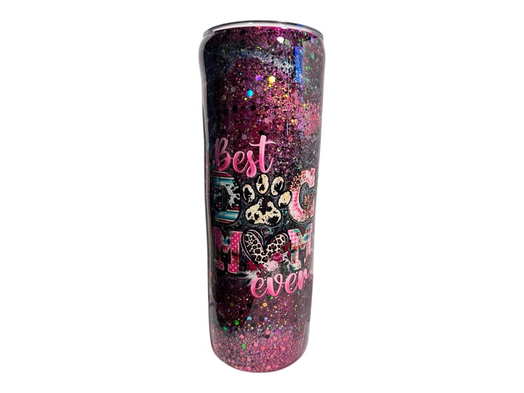 #159 - 20oz Skinny Tumbler - Glittered Fall Harvest Themed Vinyl Wrap