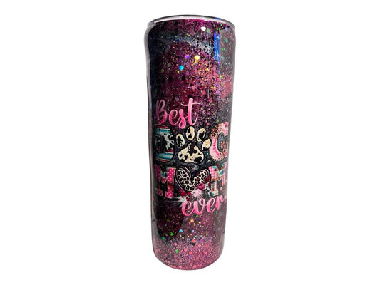 #159 - 20oz Skinny Tumbler - Glittered Fall Harvest Themed Vinyl Wrap