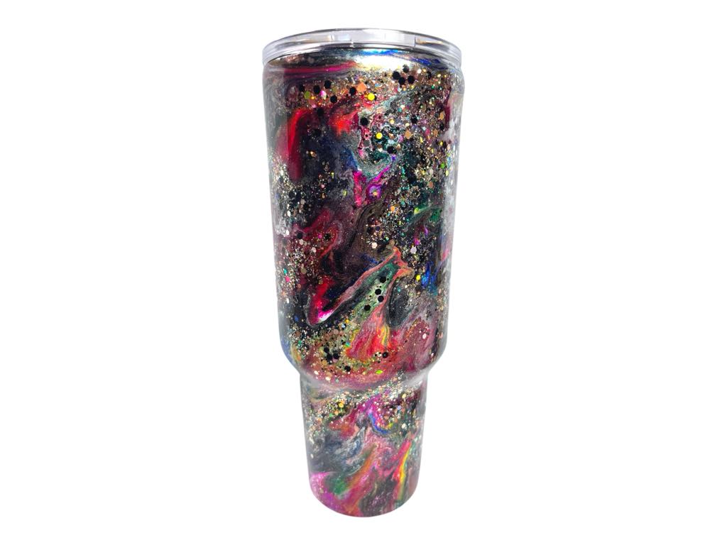 #255 - 40oz Curve Tumbler - Ink Swirl with Gliltter - With or Without Handle