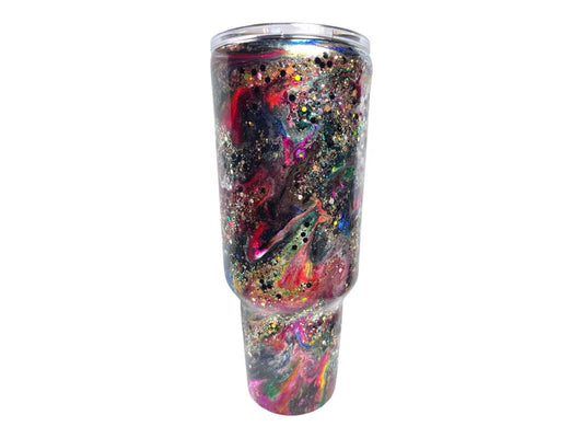 #255 - 40oz Curve Tumbler - Ink Swirl with Gliltter - With or Without Handle